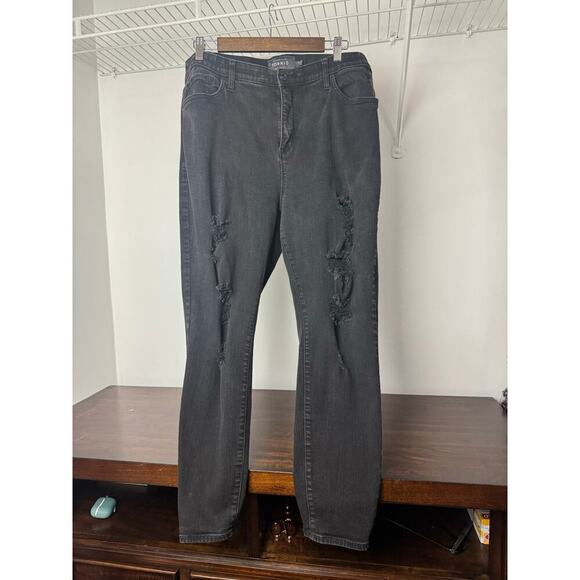 Torrid Black/Dk Grey Sky High Distressed Skinny Jeans 20R - Picture 3 of 8